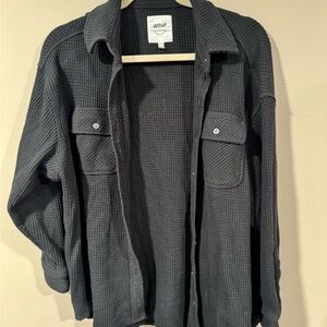 Aerie Black Waffle Knit Jacket